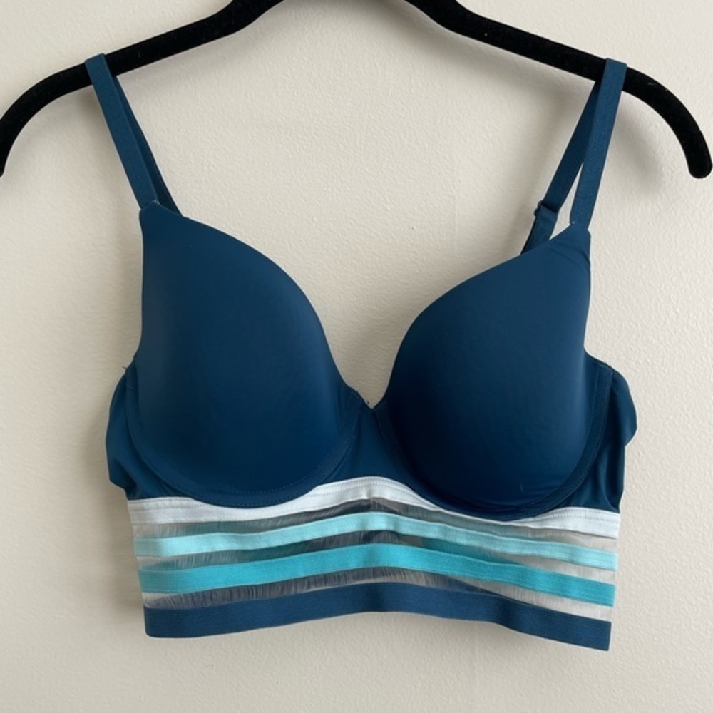 Victoria’s Secret Long Line Bra 34D Padded Underwired Blue‎ convertible